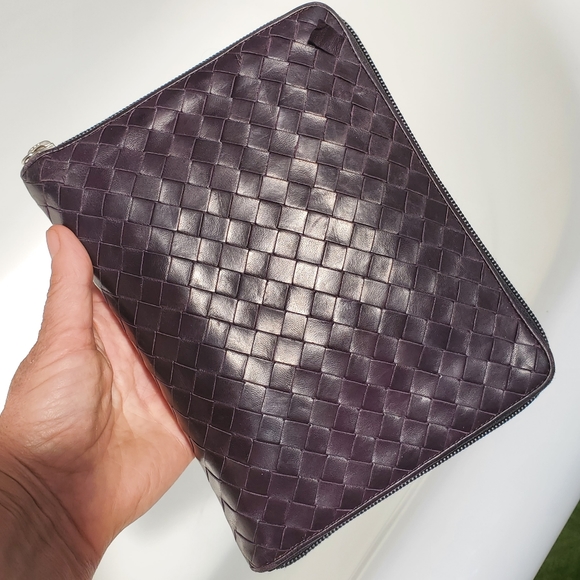 BOTTEGA VENTA Classic Intrecciato Purple Leather Clutch Purse Handbag Or… - Picture 2 of 14